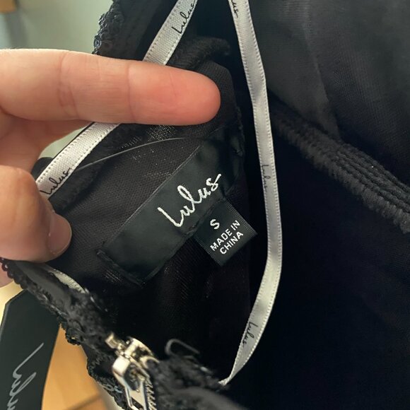 NWT Lulu's Black Sequin Mini Dress, Size Small - Picture 7 of 14